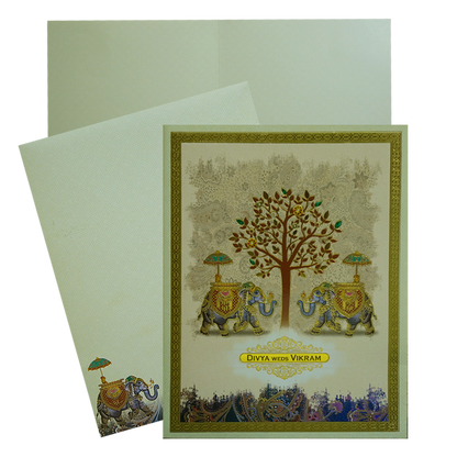 Beige Traditional Wedding Card-King of Cards