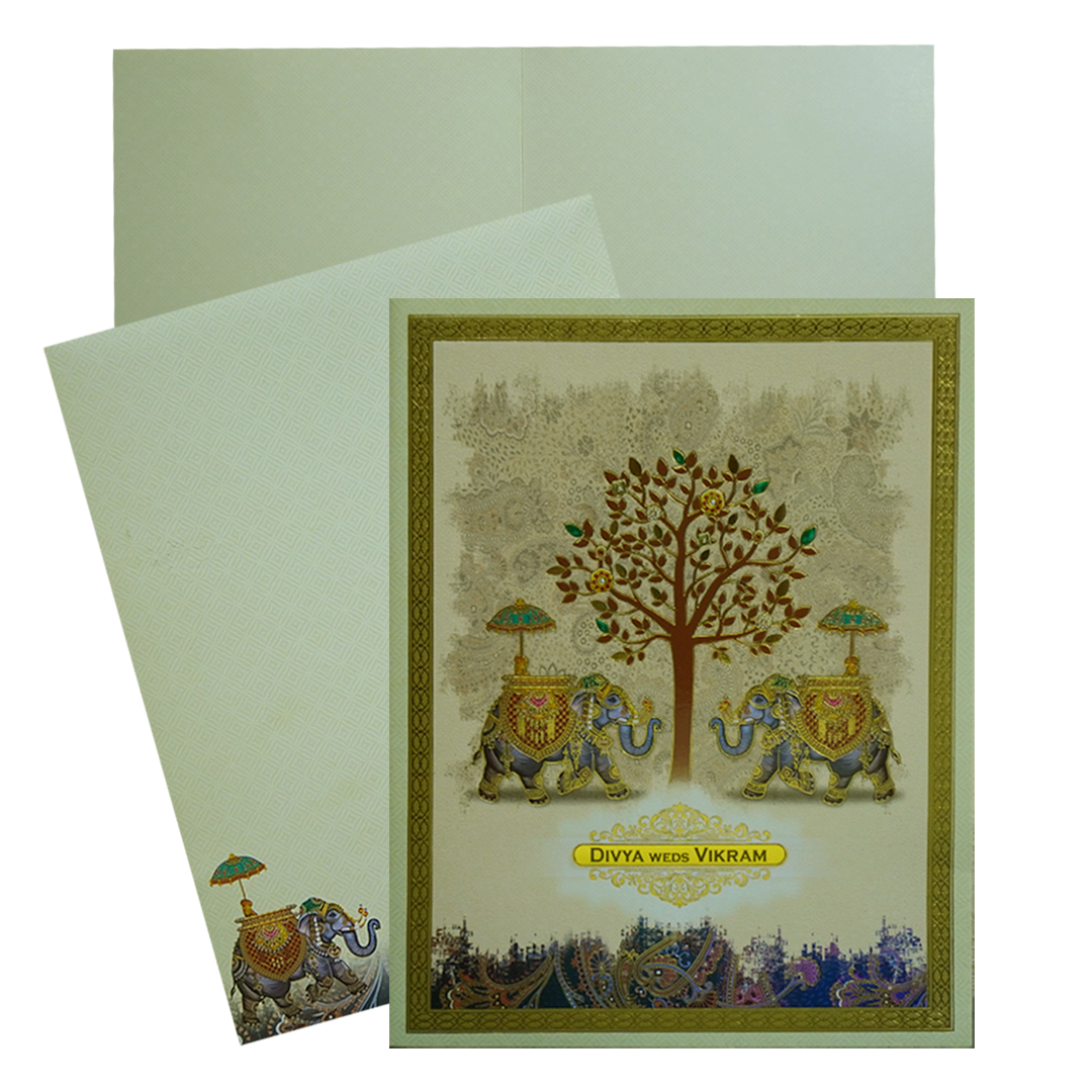 Beige Traditional Wedding Card-King of Cards