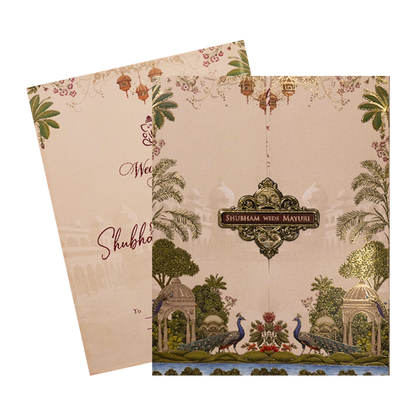 Cream Royal Procession Wedding Card-KSH73330