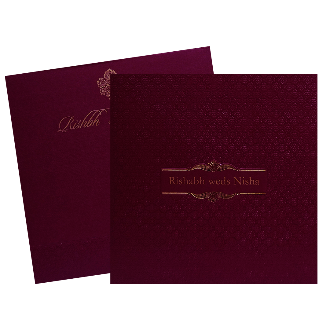 Wine Red Pattern Wedding Invitation Card-King of Cards