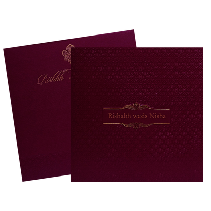 Wine Red Pattern Wedding Invitation Card-King of Cards