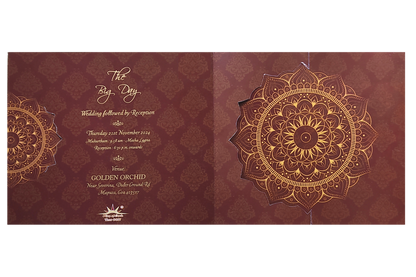 Maroon South Indian Threefold Wedding Card-King of Cards