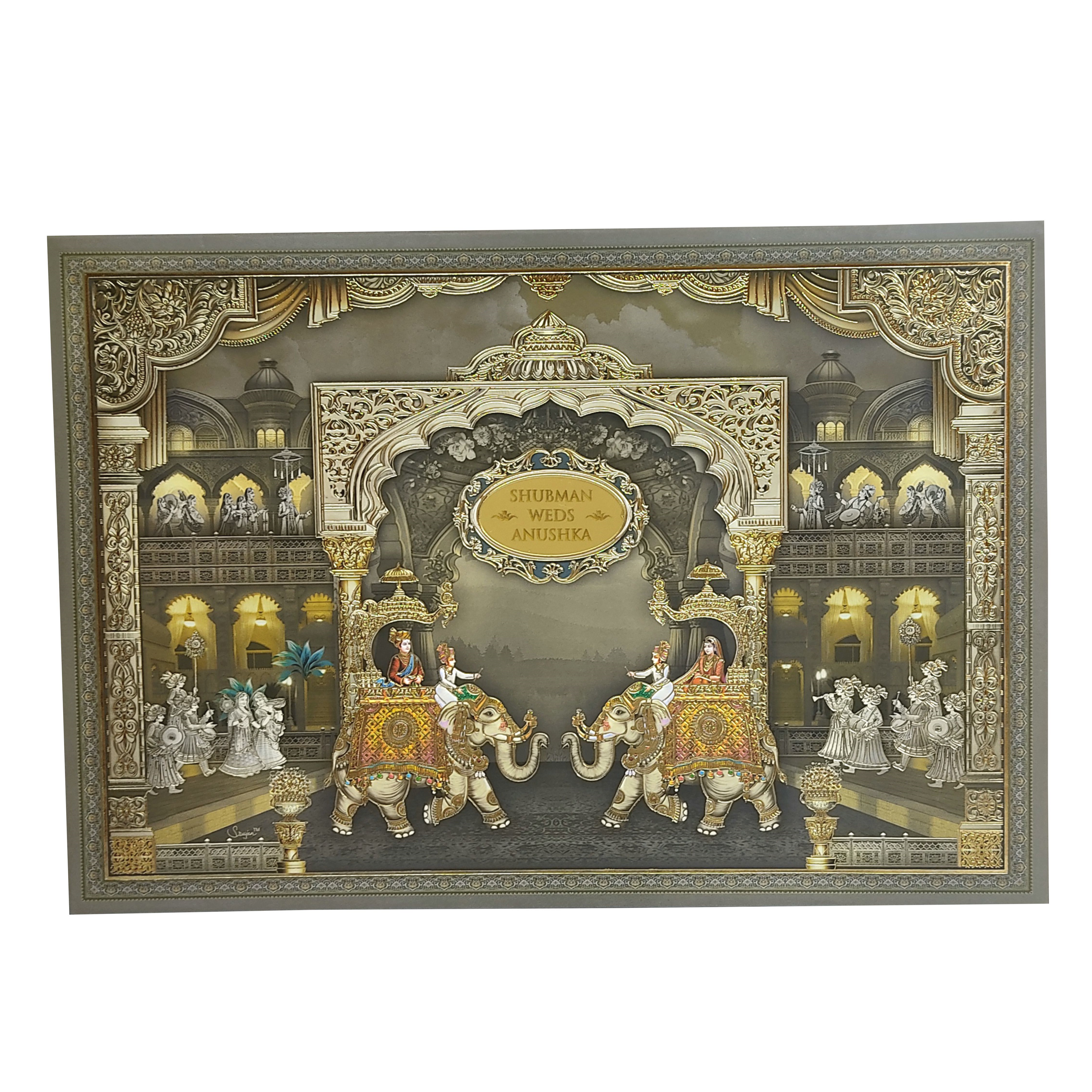 Grey Royal Box Marriage Invitation Card-KRB08690