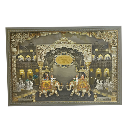 Grey Royal Box Marriage Invitation Card-KRB08690