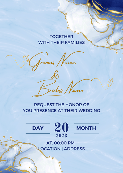 Golden Blue Premium Wedding Invitation-AAPWI001