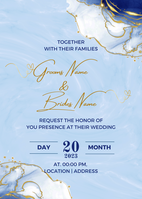 Golden Blue Premium Wedding Invitation-King of Cards