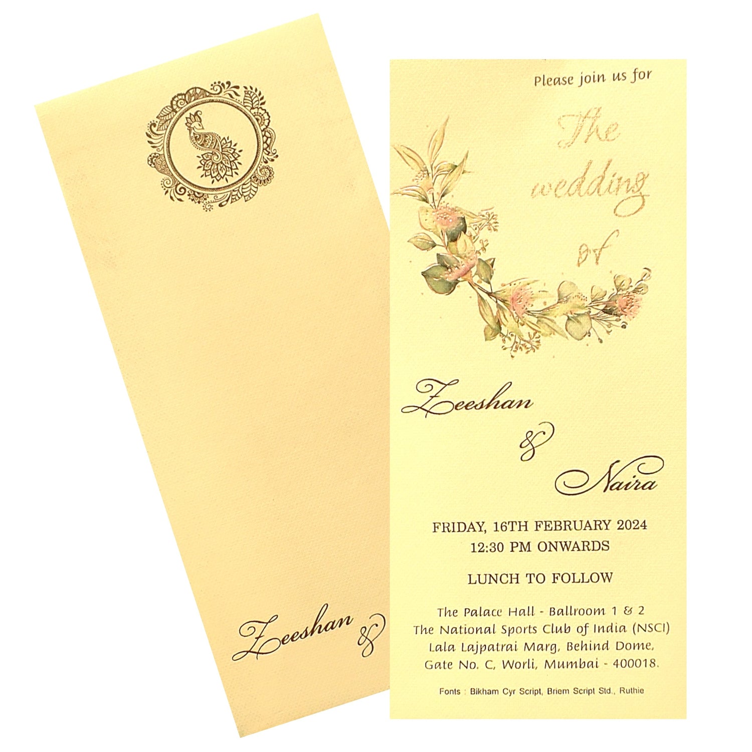 Cream Floral Single Sheet Card-King of Cards