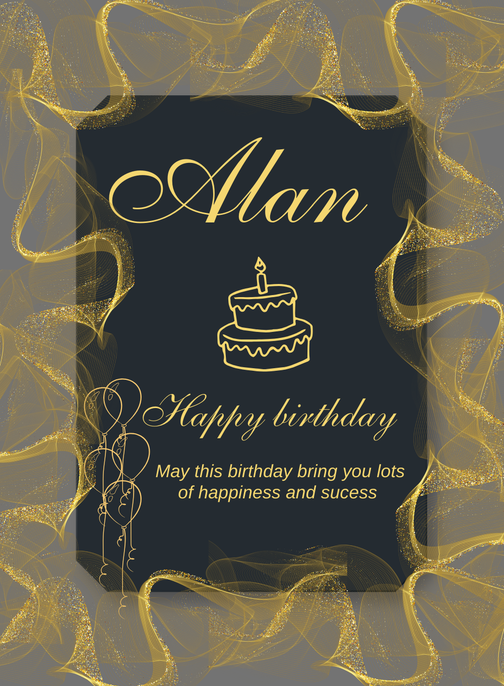 Black Golden Birthday cards for him-AABCH011