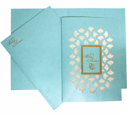 Light Blue Die Cut Floral Invitation Card-KNCW17BI
