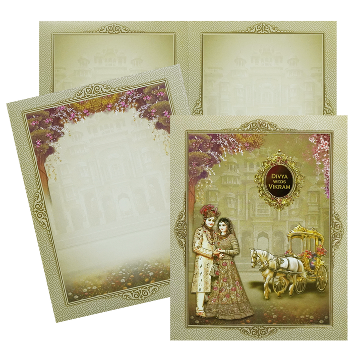 Olive Green Bride Groom Box Wedding Invitation-King of Cards