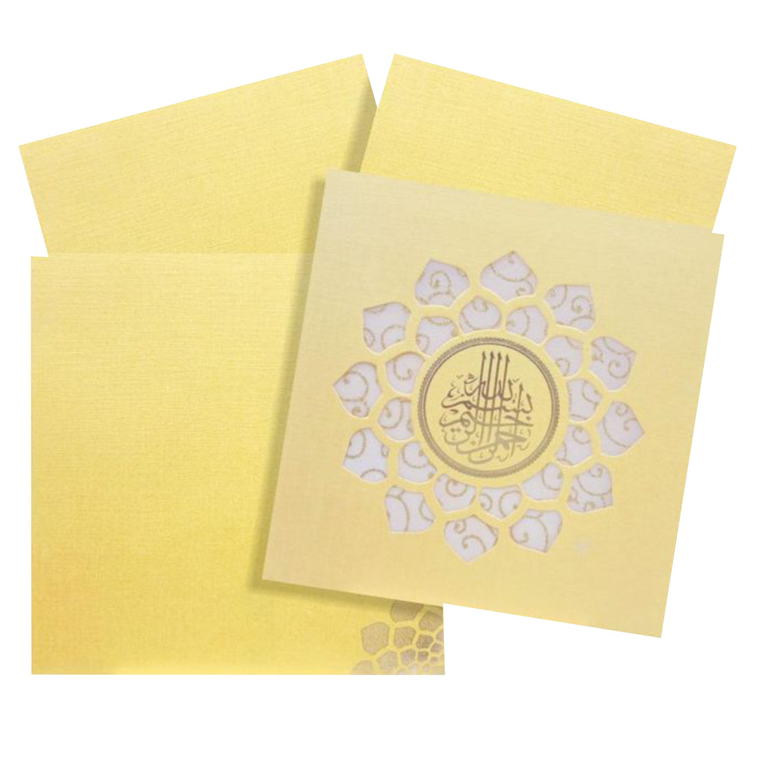 Gold Metallic Die Cut Floral Design Muslim invitation Card-KNW43366