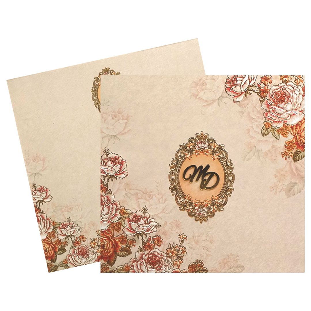 Very Light Pink Floral Wedding Card-KPR09880