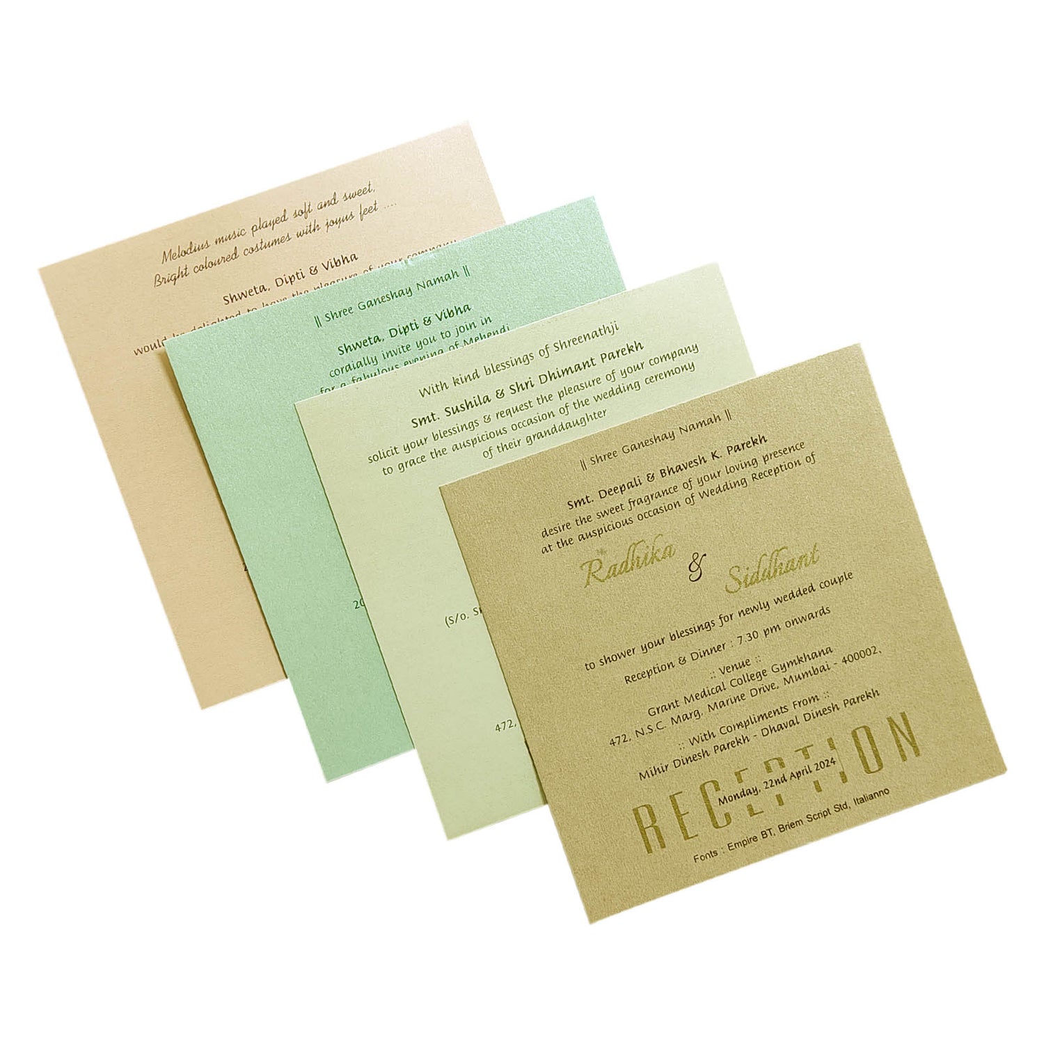 Cream Floral Nameplate Invitation Card-KRC29502