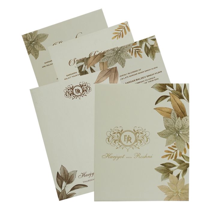 Cream Floral Padded Invitation Card-King of Cards