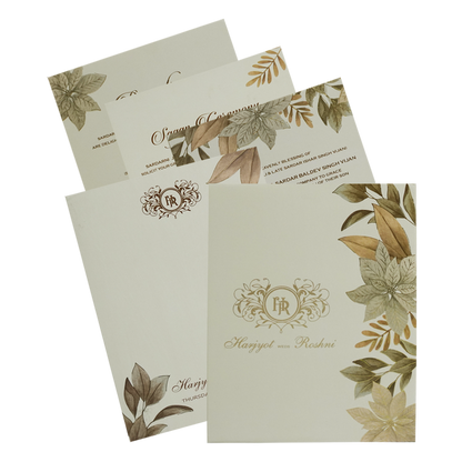 Cream Floral Padded Invitation Card-King of Cards