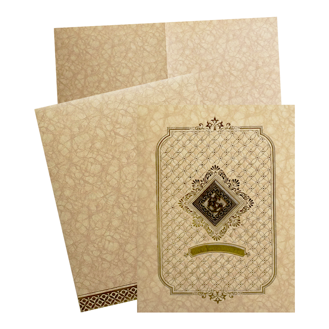 Golden Ganesha Wedding Card-KNKR5031B