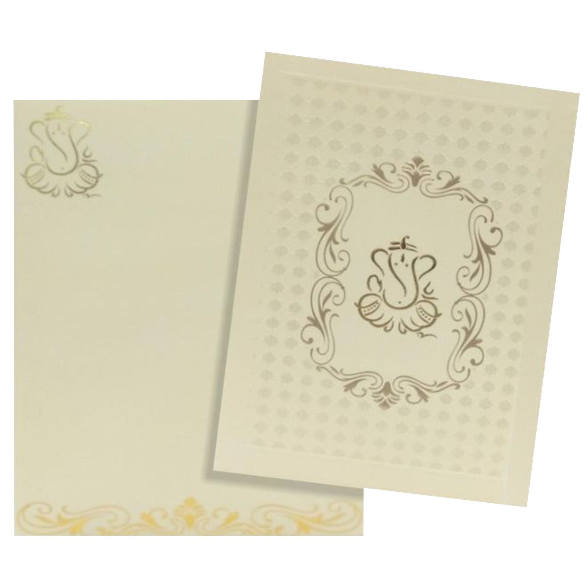 Dashing Cream Shading With Ganesha Wedding Card - KNKV0405