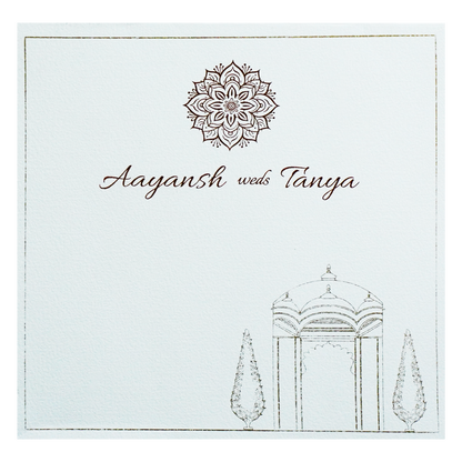 White Mughali Mahal Invitation Card-King of Cards