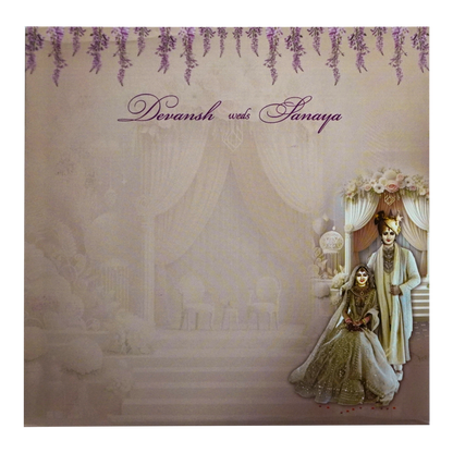 Pastel Pink Bride Groom Padded Invitation Card-KRC30530
