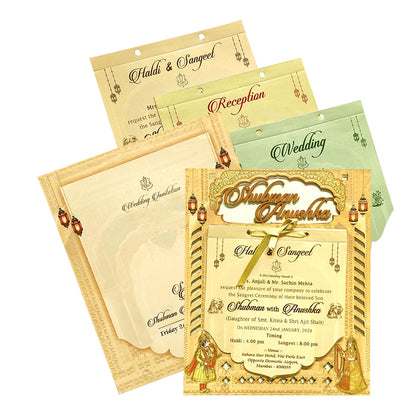 Cream Traditional Laser Cut Wedding Card-King of Cards