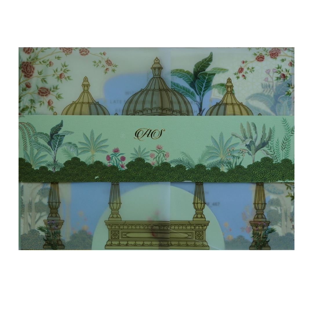 Olive Green Tracing Sheet Marriage Card-Kbm04670