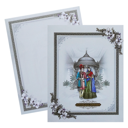 Grey Bride Groom Nameplate Box Wedding  Card-King of Cards