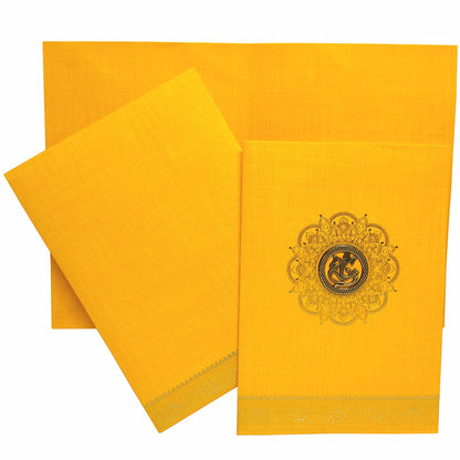 Orange Metallic Designer Invitation Card With Gold Foiling Print-KNCM26OF-King of Cards