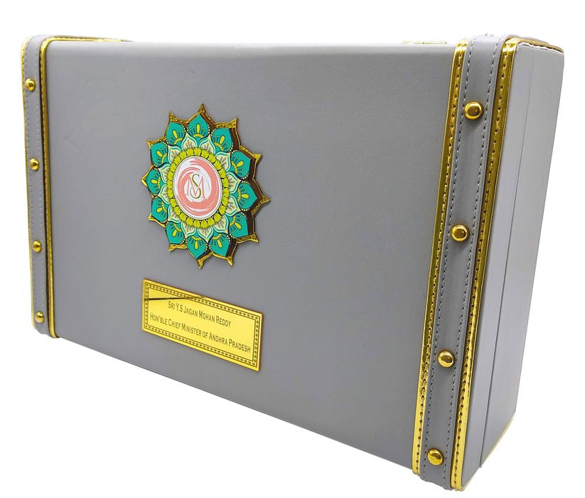 Grey Ultra Premium Luxury Invite With Two Sweet Boxes-KNKUP046-King of Cards