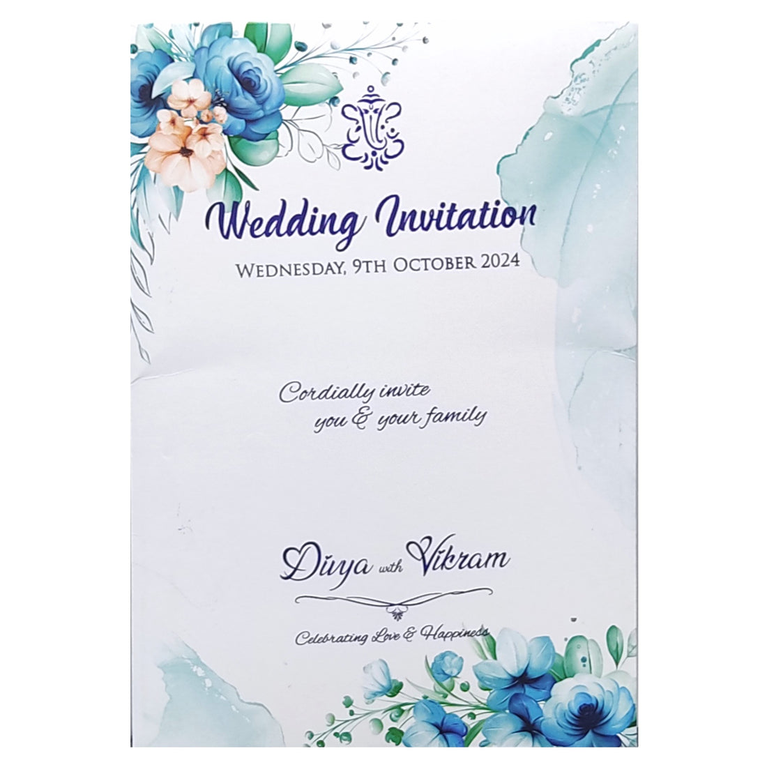 Blue Floral Tracing Invitation Card-King of Cards