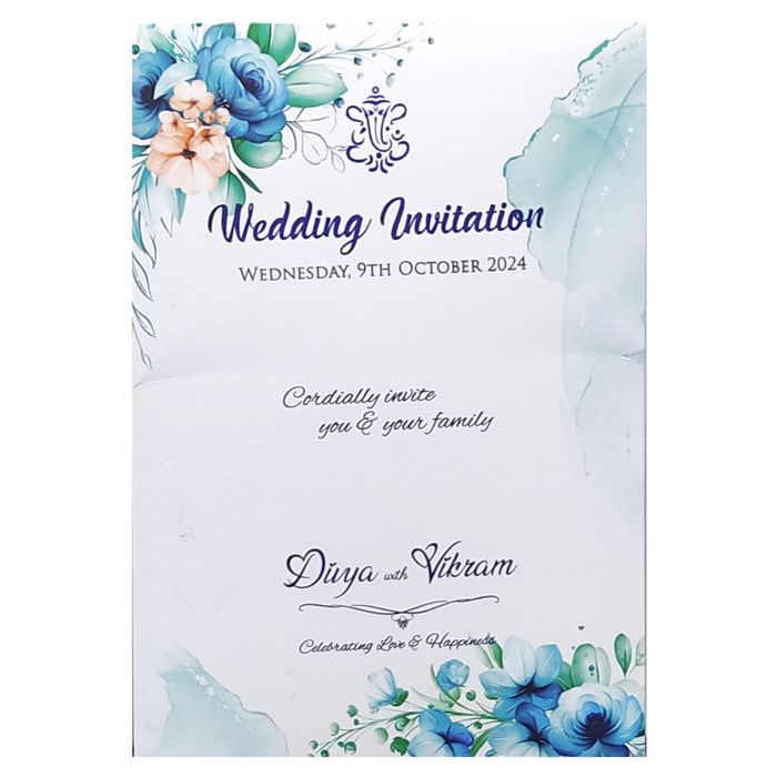 Blue Floral Tracing Invitation Card-King of Cards