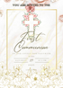 White Golden Frame Holy Communion Invitation-King of Cards
