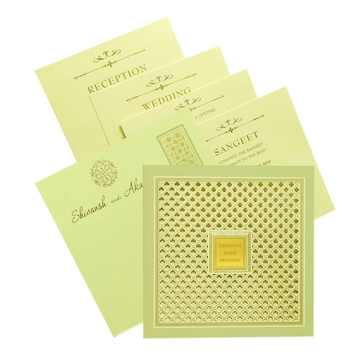 Green Laser Cut Padded invitation Card-King of Cards