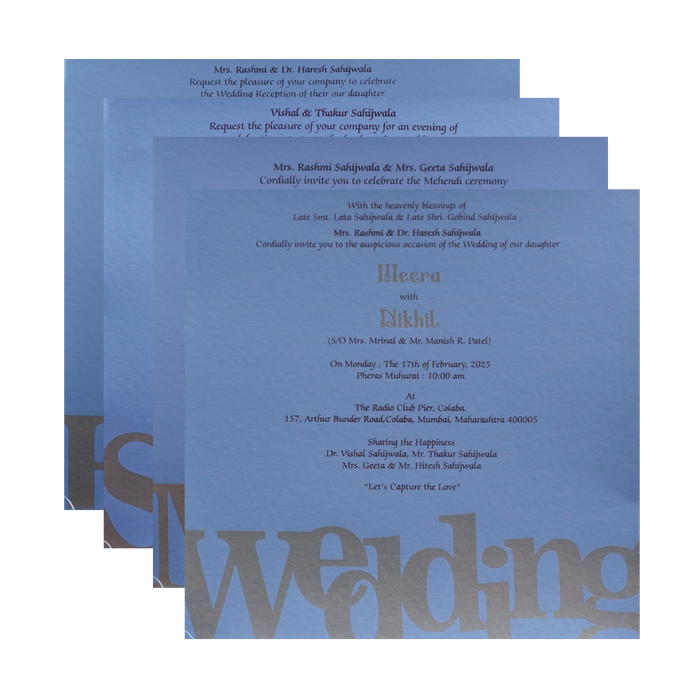 Light Blue MDF Wedding Card-King of Cards