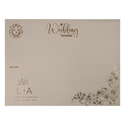 Buy Grey Floral Padded Wedding Card