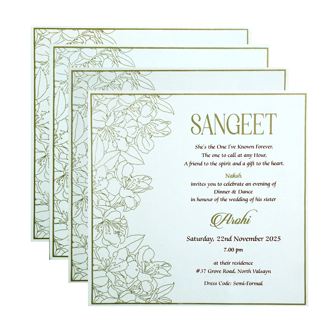 Very Light Green Floral Wedding Card-KPR09870