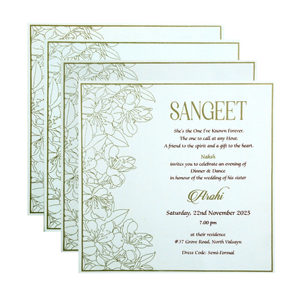 Very Light Green Floral Wedding Card-KPR09870