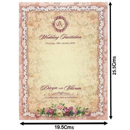 Pink Padded Floral Wedding Card In Offset Design-KNPO9531P