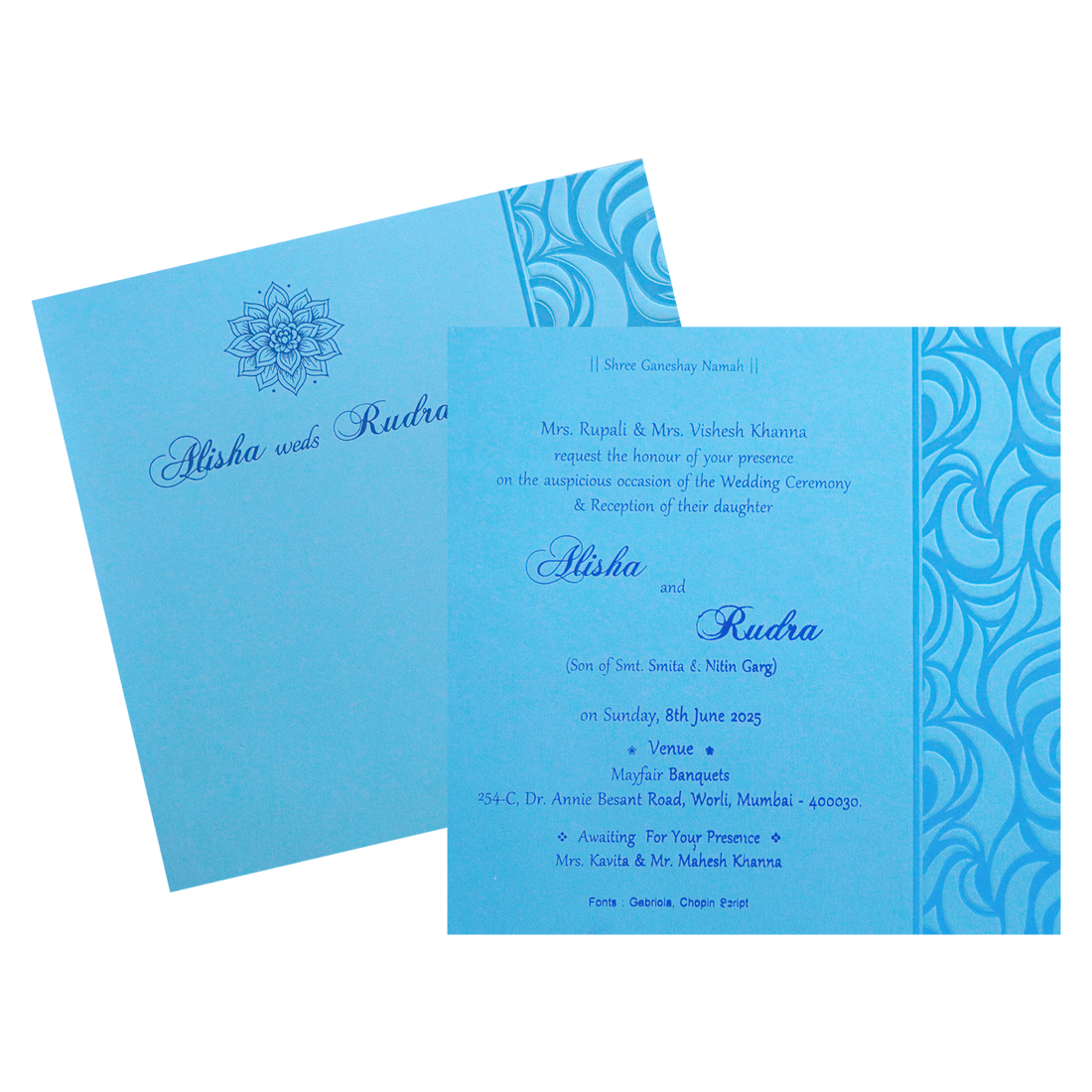 Light French Blue Single Invitation-King of Cards
