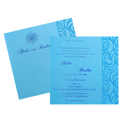 Light French Blue Single Invitation-King of Cards