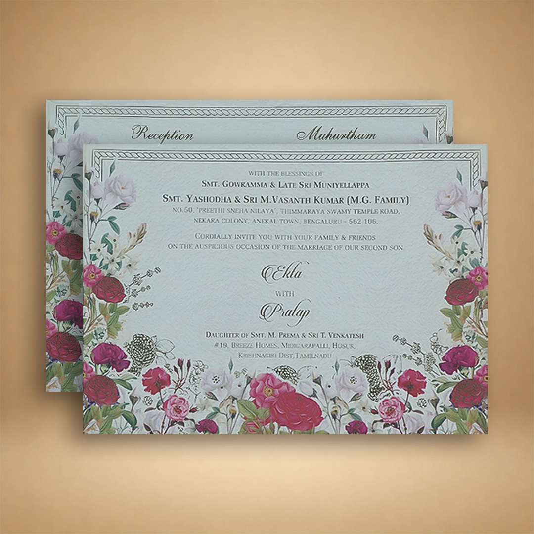 White Premium Rose Floral Luxury Invitation Box - KNLW202536