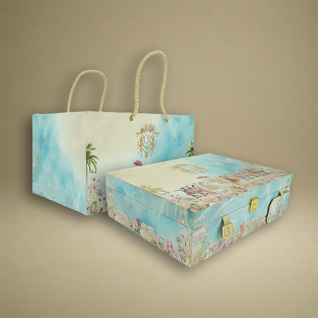 Blue Premium Bride Groom Luxury Invitation Box - KNLW202551