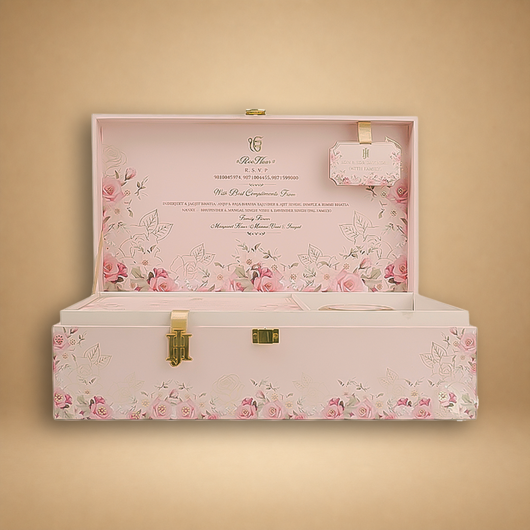 Pink Premium Rose Floral Luxury Invitation Box - KNLW202535