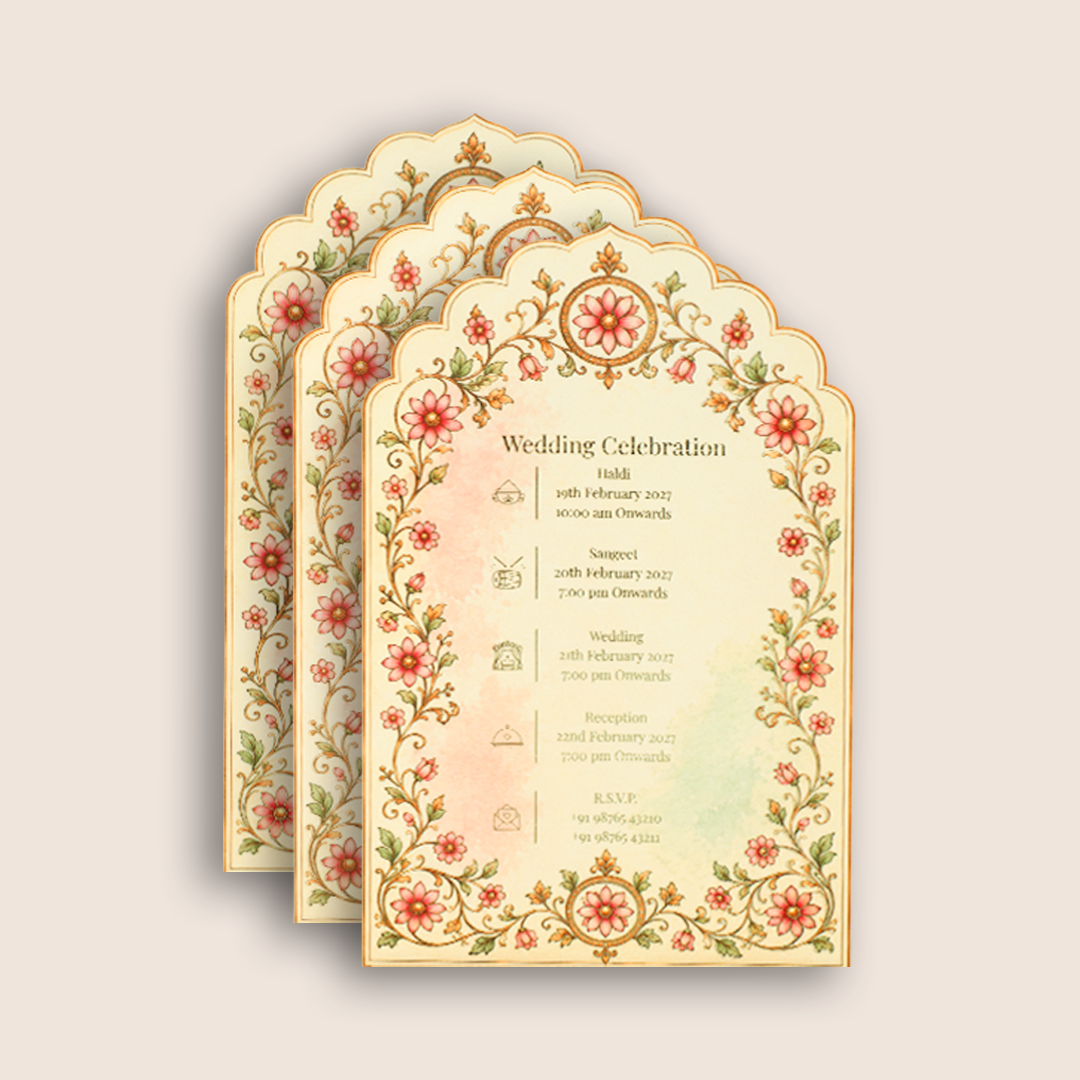 Cream Book Style Luxury Wedding Invitation - KNLW202574
