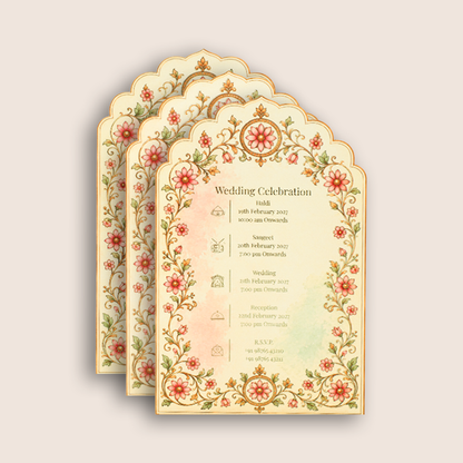 Cream Book Style Luxury Wedding Invitation - KNLW202574