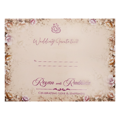 Cream Floral Padded Wedding Card-KSH72940