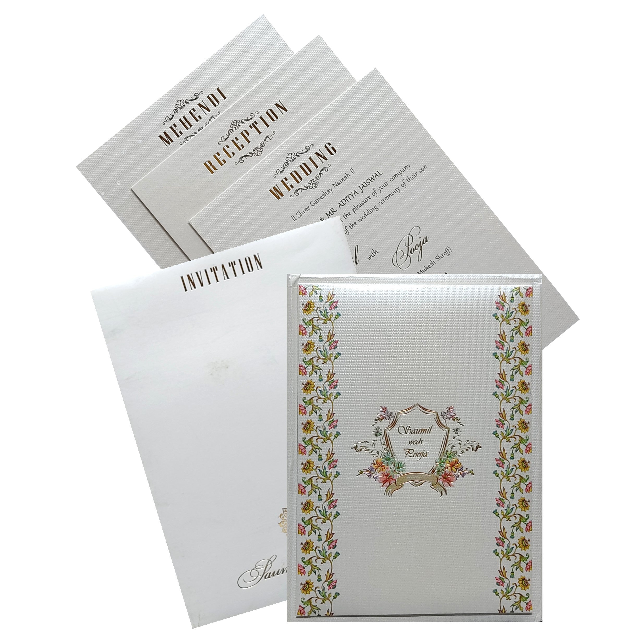 Grey Floral Foil Invitation Card-King of Cards