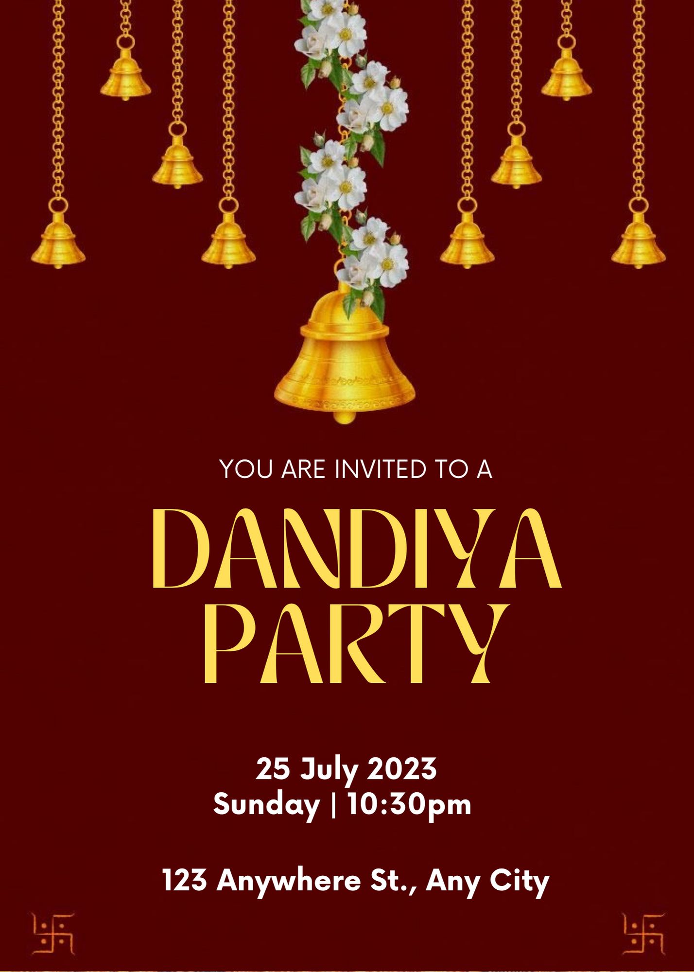 Maroon Themed Dandiya Invitation-AADDI003