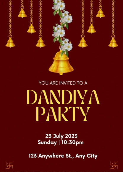 Maroon Themed Dandiya Invitation-AADDI003