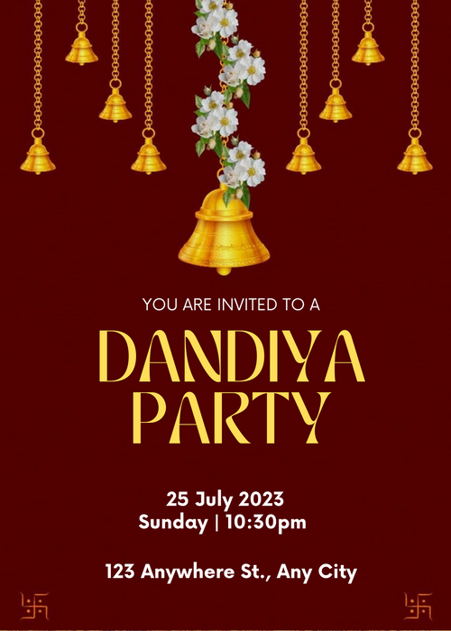 Maroon Themed Dandiya Invitation-AADDI003