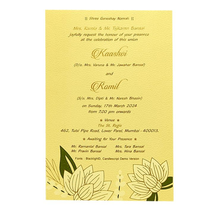 Gold Exquisite Floral Wedding Invitation Card-King of Cards